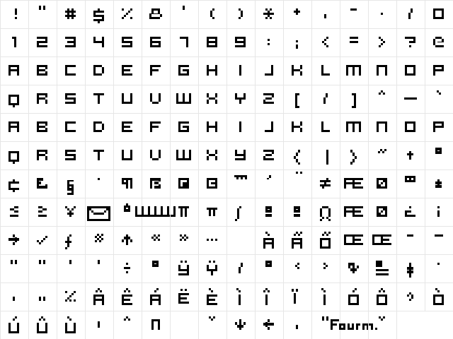 hooge 0854 Regular  glyph index