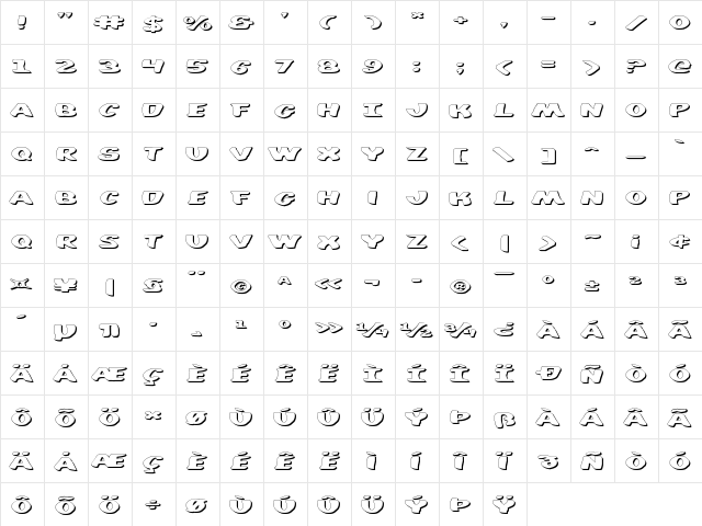 DiegoCon 3D 3D  glyph index