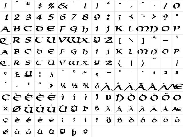 AmorosoSCapsSSK Bold  glyph index