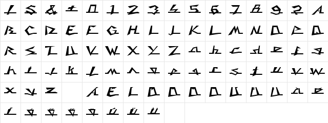 Caddy Regular  glyph index