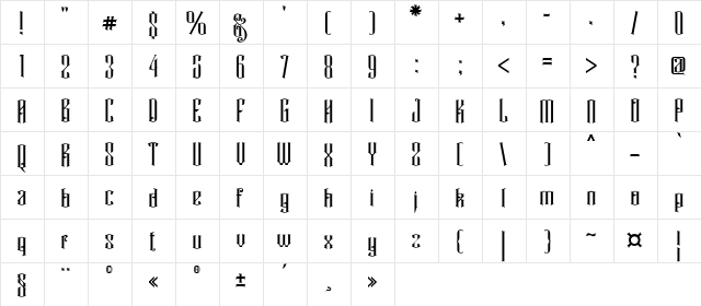 Rajawaley Regular  glyph index