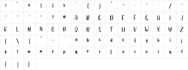 Samantha Regular  glyph index