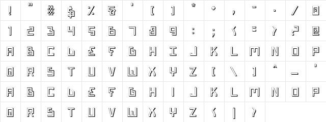 Bionic Type Shadow Shadow  glyph index