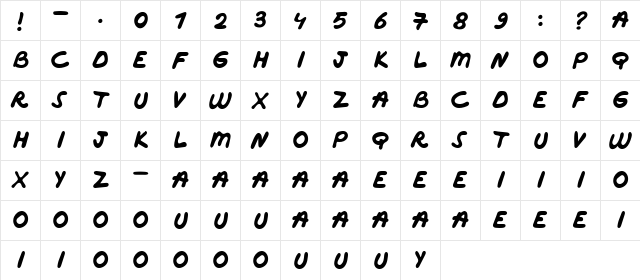Marker Font Regular  glyph index