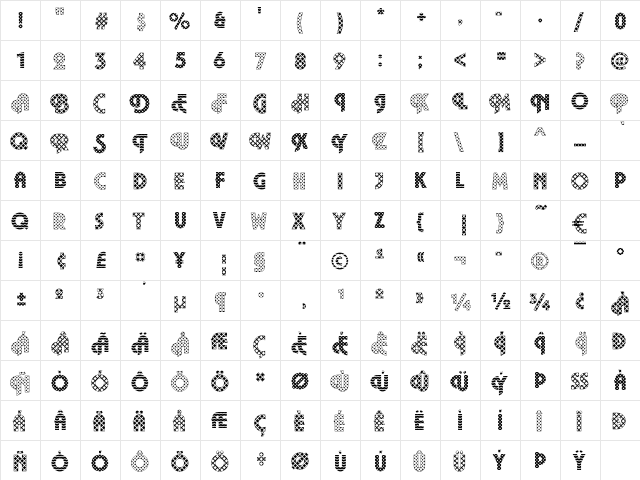 Fancy12 Becker Regular  glyph index