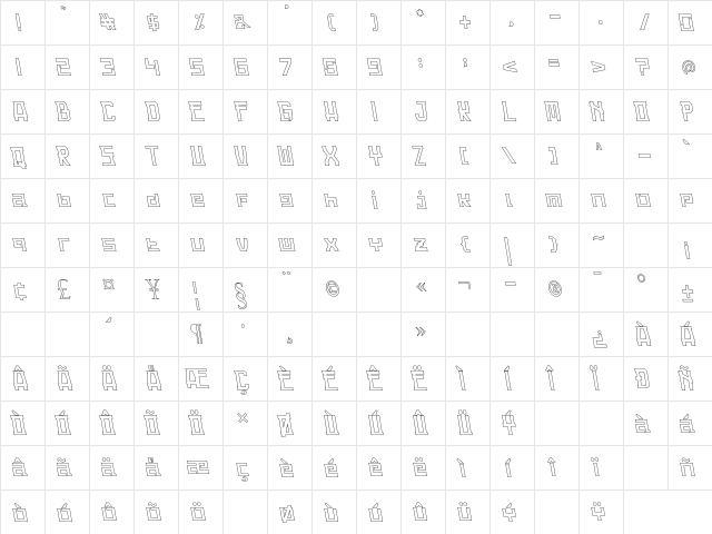 Guardian Warrior Light Back Ita Regular  glyph index