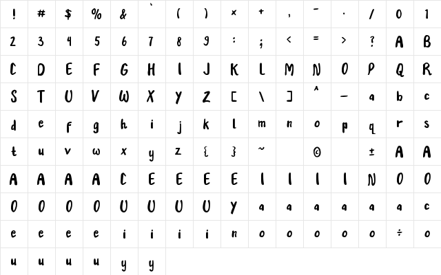 Cellavie Regular  glyph index