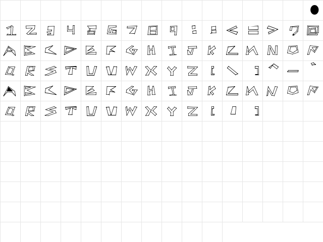 First Try Regular  glyph index