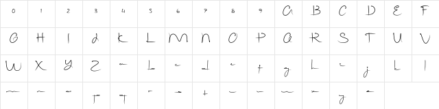 Tingkerbella Regular  glyph index