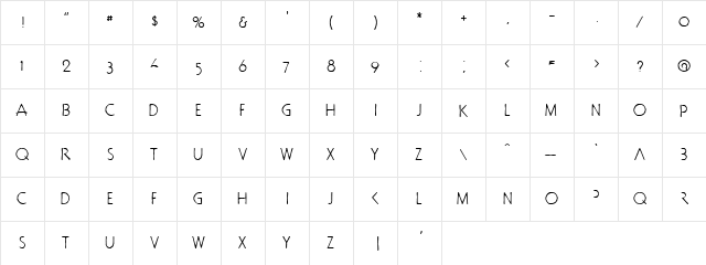 doctorBob Regular  glyph index