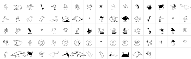 BirdsEF Regular  glyph index