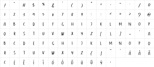 Hellocat Regular  glyph index