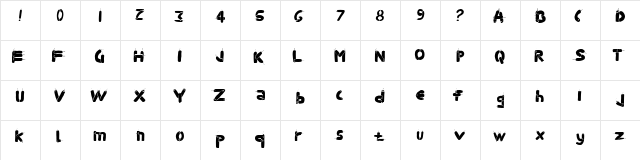 BLASTERS Regular  glyph index