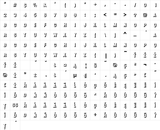 SuperstarShaDEE Regular  glyph index