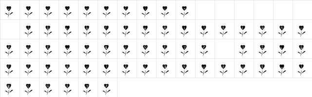 101! Love Garden Regular  glyph index