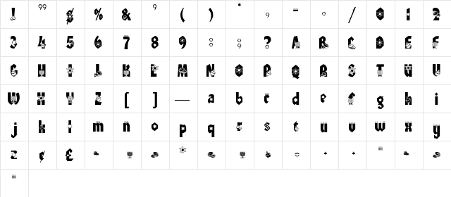 HANUKAH Regular  glyph index