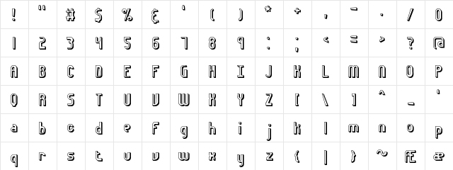 Euphoric 3D (BRK) Regular  glyph index