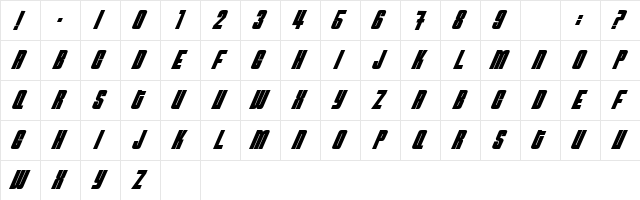 NeutronBomb Regular  glyph index