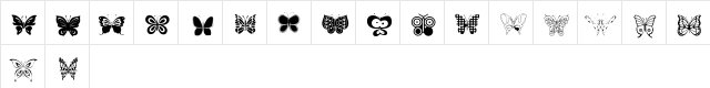 Butterflies Regular  glyph index