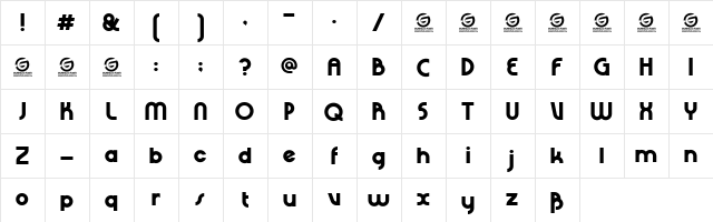 Rhino Sans Personal Use Regular  glyph index