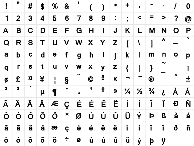 Mangal Bold  glyph index