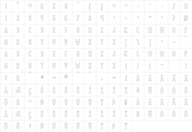 KG LET HER GO OUTLINE Regular  glyph index