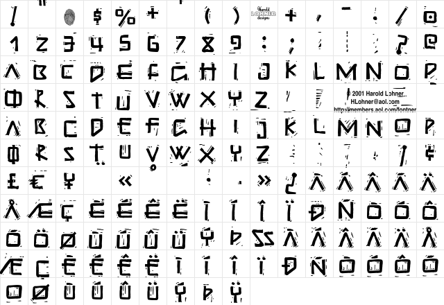 Guadalupe Regular  glyph index