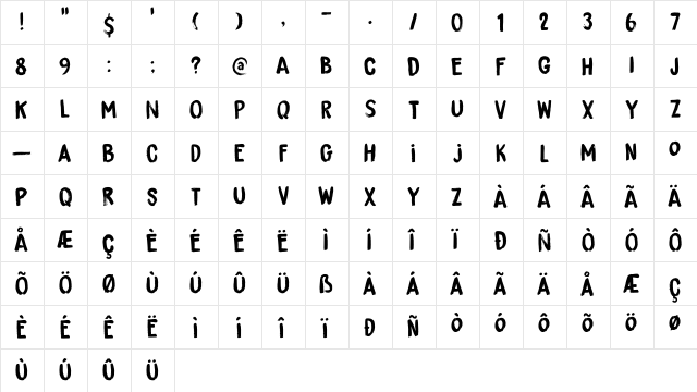 DK Brushzilla Regular  glyph index
