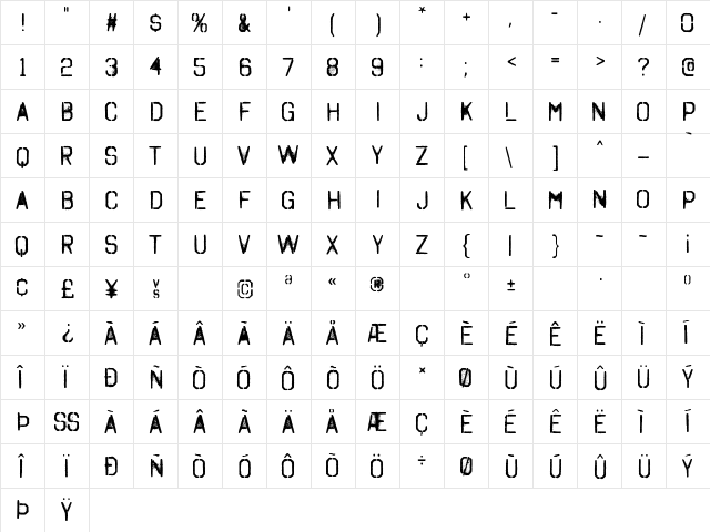 Octin Spraypaint Free Regular  glyph index