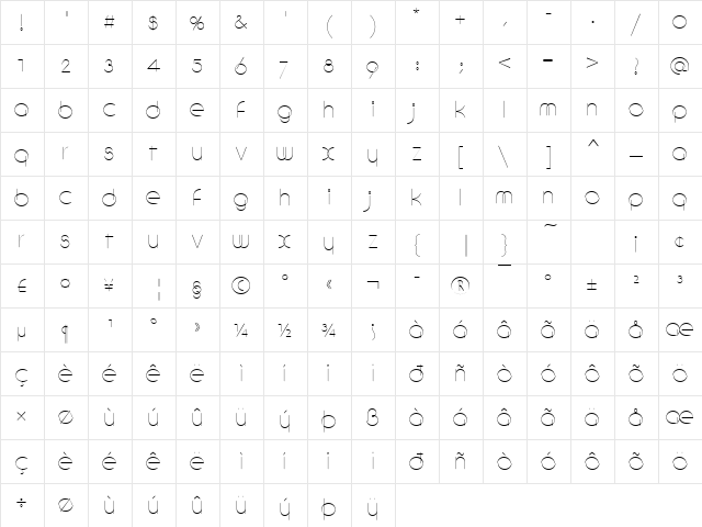 Cirkulus Regular  glyph index