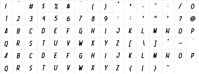 Nootdorp Italic  glyph index