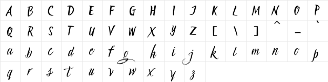 Holiday Romance Demo Regular  glyph index