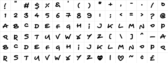 Heart To Heart Regular  glyph index