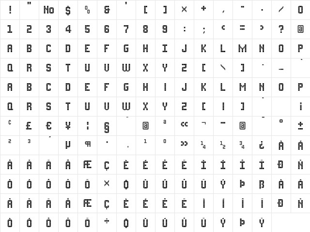 FlatPack Regular  glyph index