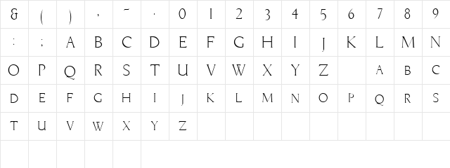 Brice Regular  glyph index