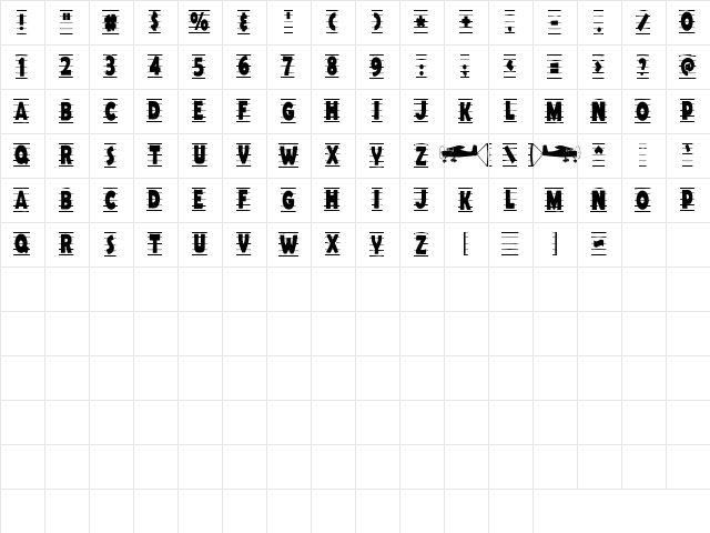 LD Banner Plane Regular  glyph index