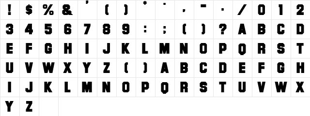 Font Normal  glyph index