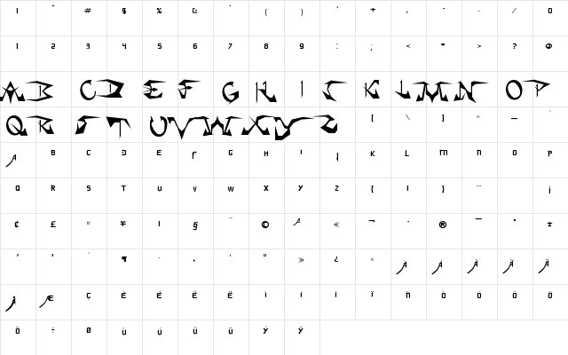 SoulCalibuR Regular  glyph index