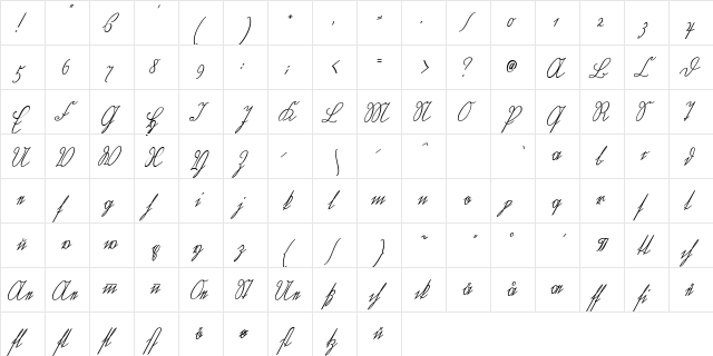 Wiegel Kurrent Medium Regular  glyph index