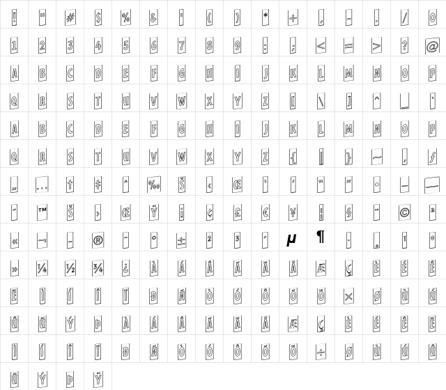 a_FrudgerCmOtlUp Regular  glyph index
