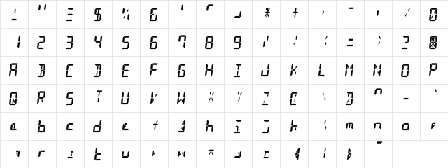 GD-Digit13LED-OTF Regular  glyph index