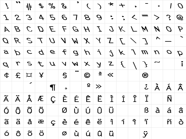 Celebration Day 1 Regular  glyph index