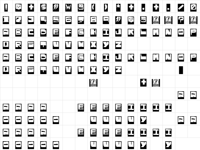 El puto amo Regular  glyph index