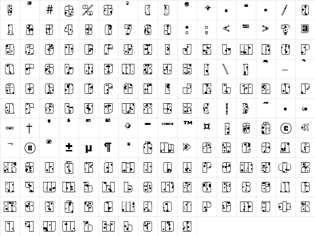 a_GlobusInkBlots Regular  glyph index