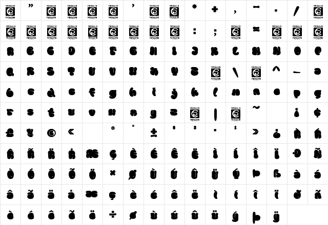 THE BOLD STREET Regular  glyph index
