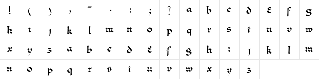 BENEDICTION Regular  glyph index