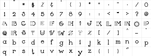 PC Beached Regular  glyph index