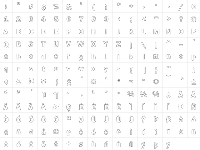 Franklin39 Becker Regular  glyph index