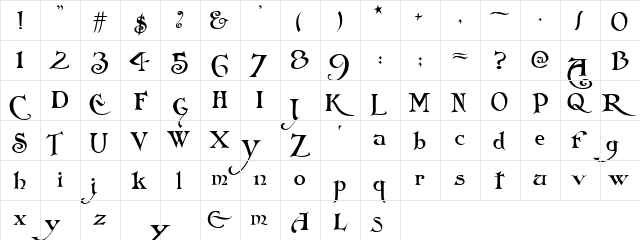 Folkard Regular  glyph index