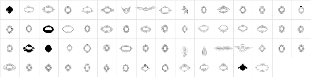 Rough Calligraphic Frames Regular  glyph index